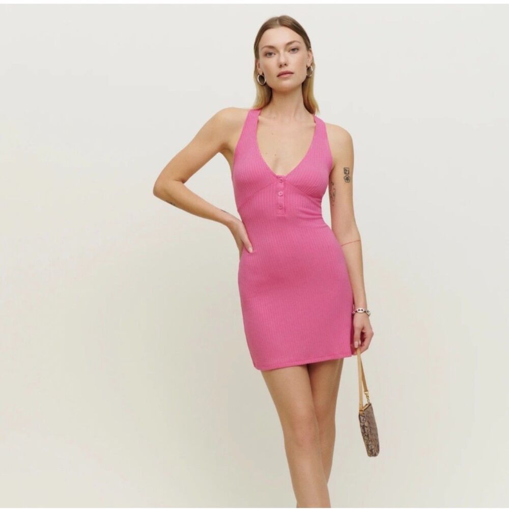 Reformation Paso Knit Dress Candy Pink-Size S